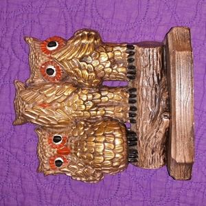 Three wise owls vintage statuette